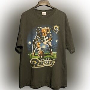 VTG St Louis LA Rams NFL Graphic Art Football T Shirt XL Black